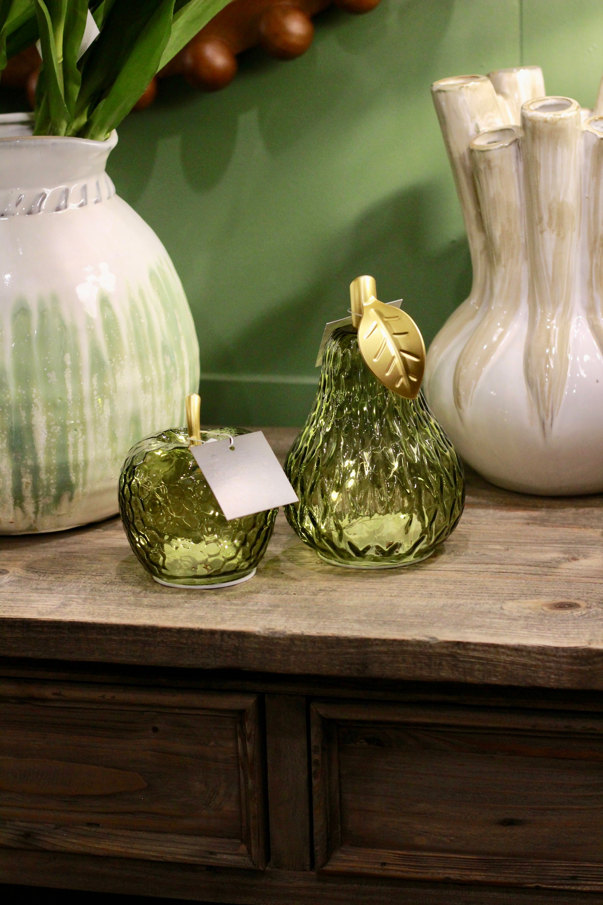 LED Glass Apple Decorative Light styled view – Leya Buster Interiors