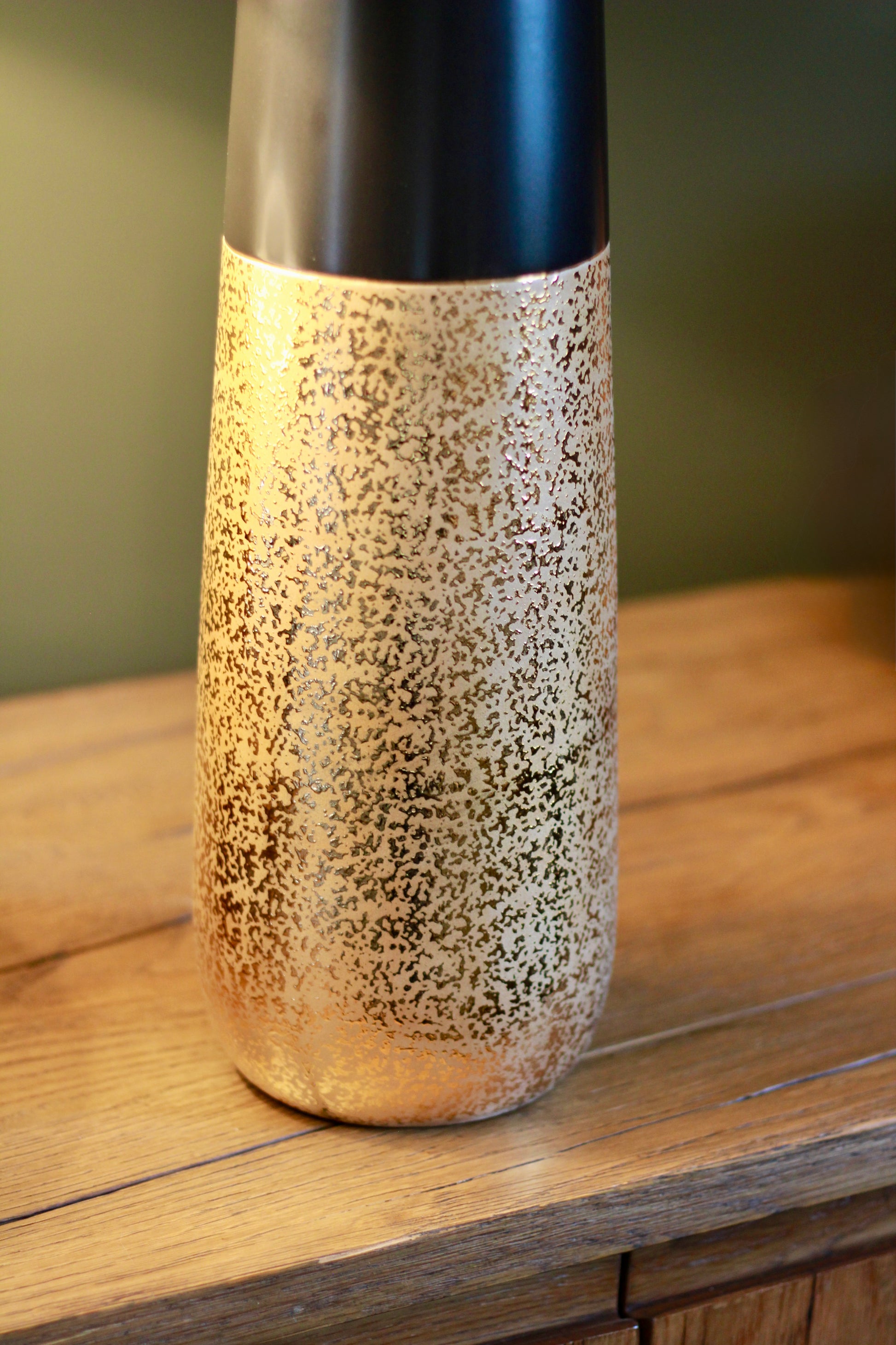 Black & Gold Ceramic Vase styled view – Leya Buster Interiors
