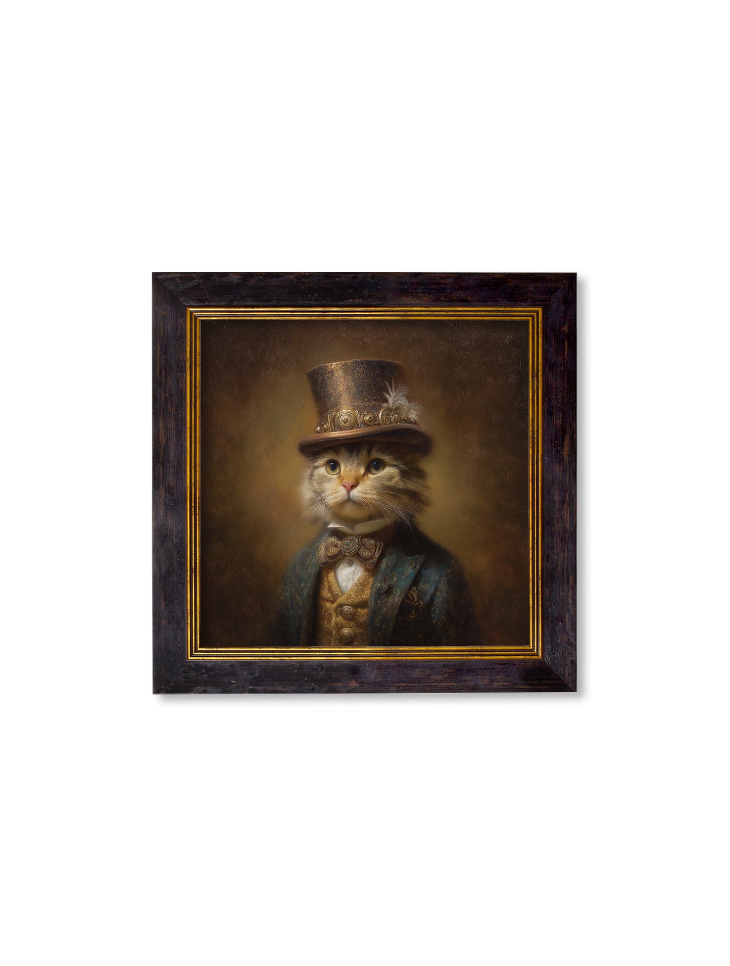 Lord Whiskerby – Gentleman Tabby Cat Oxford Square Frame styled view – Leya Buster Interiors