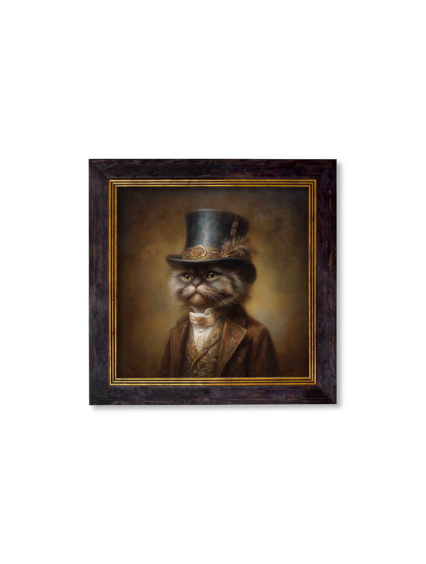 Sir Fluffington – Gentleman Persian Cat Oxford Square Frame styled view – Leya Buster Interiors
