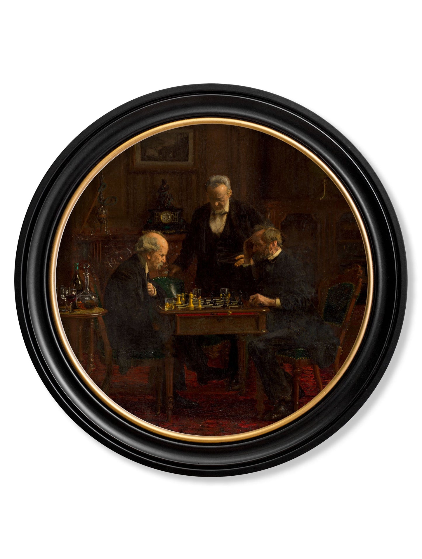 c.1876 The Chess Players – Thomas Eakins – Round Frame detail – Leya Buster Interiors