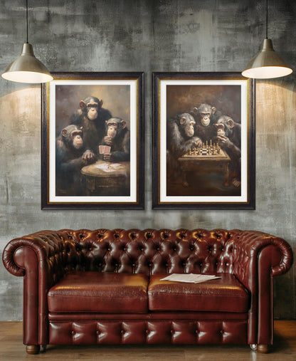 The Chess – Playing Chimps – Oxford Frame styled view – Leya Buster Interiors