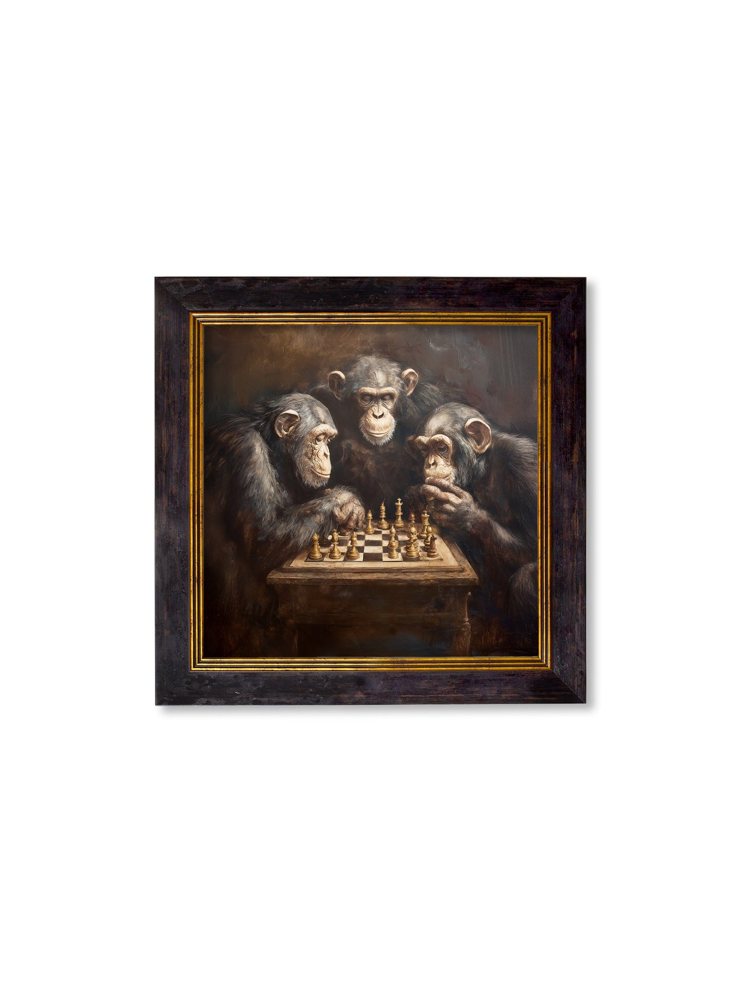 The Chess – Playing Chimps – Oxford Square Frame styled view – Leya Buster Interiors