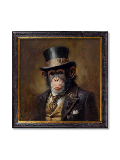 Sir Bananington – Gentleman Chimpanzee Oxford Square Frame detail – Leya Buster Interiors