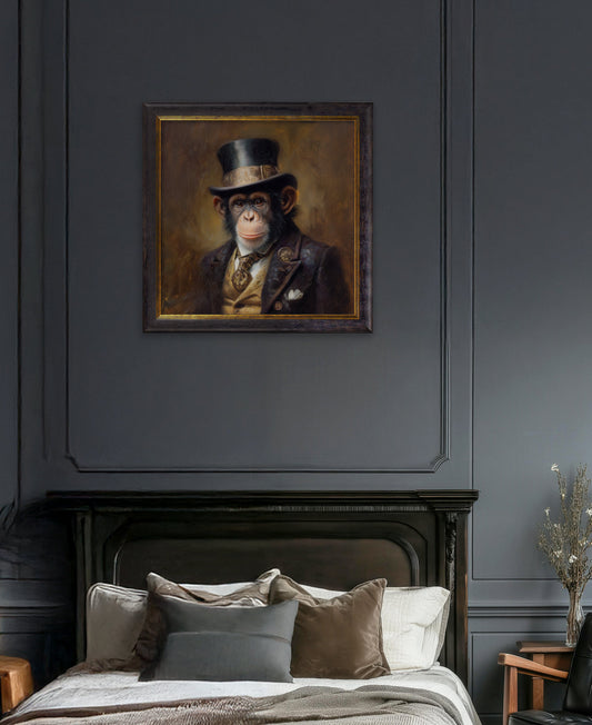 Sir Bananington – Gentleman Chimpanzee Oxford Square Frame – fine home fragrance at Leya Buster Interiors