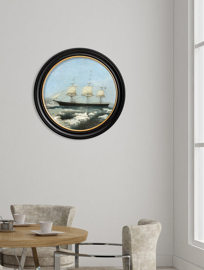 c.1854 Red Jacket Clipper – Round Frame – framed wall art at Leya Buster Interiors