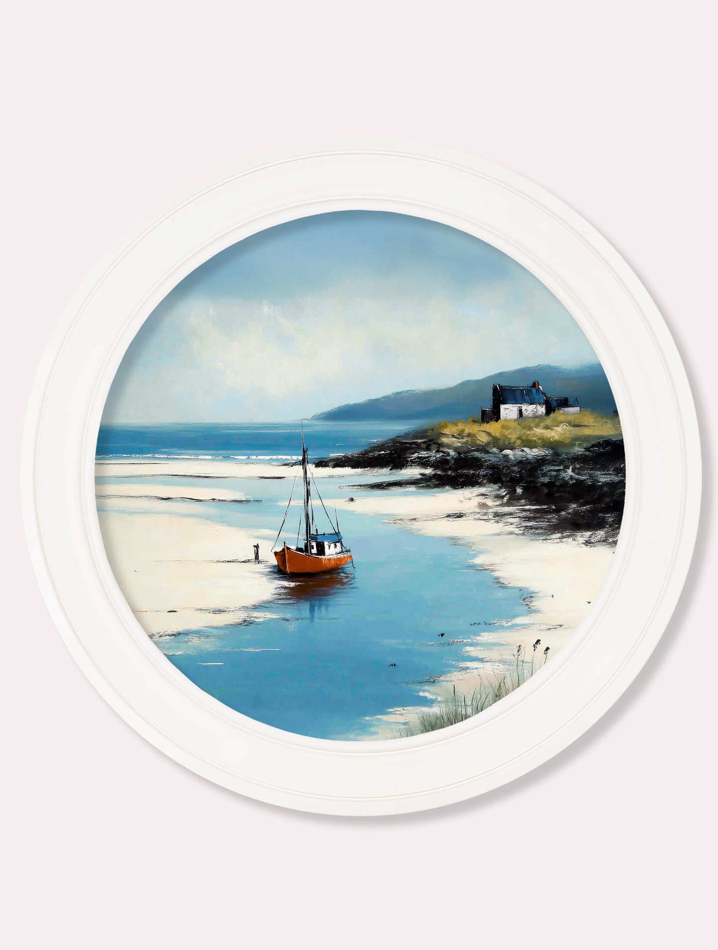 The Coastal Boat – Oxford White Round Frame detail – Leya Buster Interiors