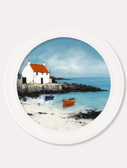 The Coastal House – Oxford White Round Frame detail – Leya Buster Interiors