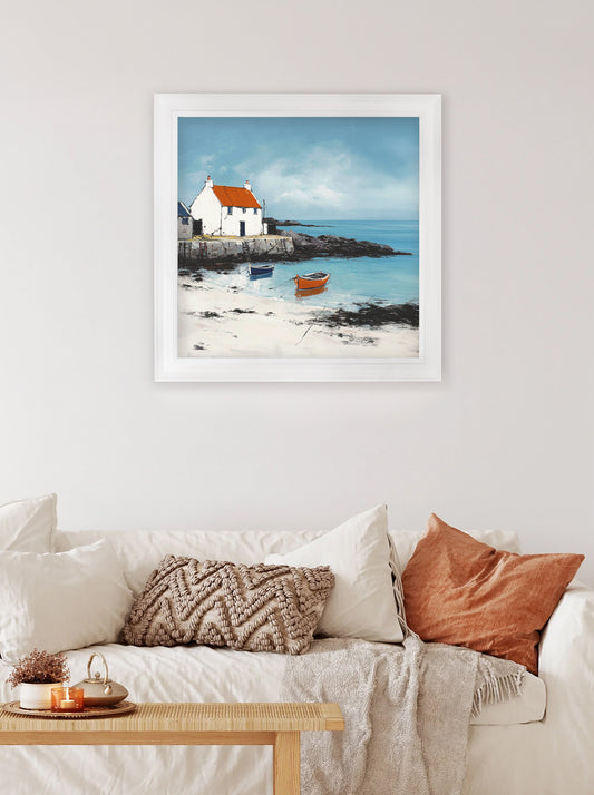 The Coastal House – White Hurstwood Square Frame – framed wall art at Leya Buster Interiors