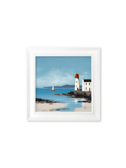 The Coastal Lighthouse – White Hurstwood Square Frame styled view – Leya Buster Interiors
