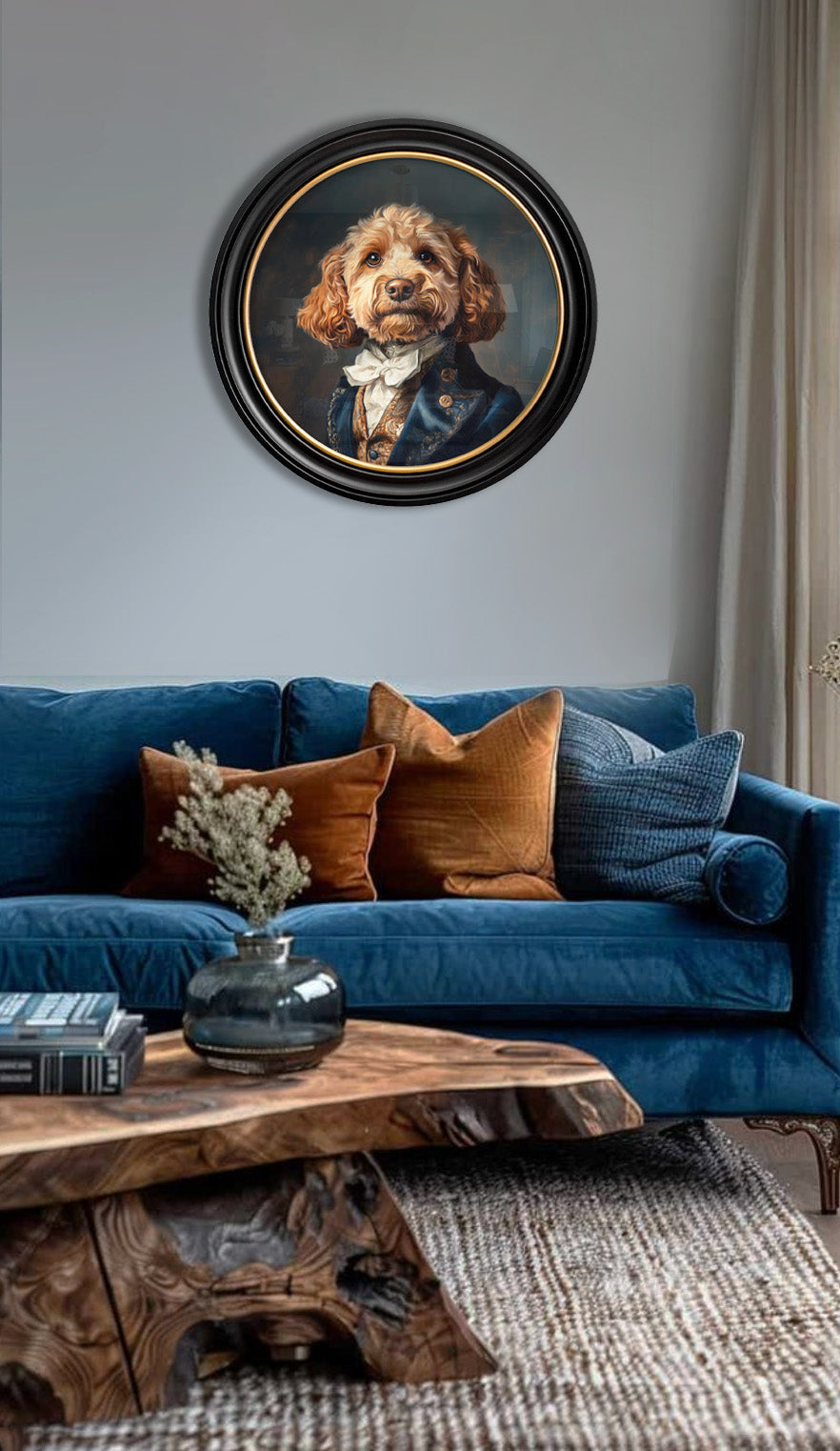 Sir Barkington – Gentleman Cockapoo Oxford Round Frame – fine home fragrance at Leya Buster Interiors