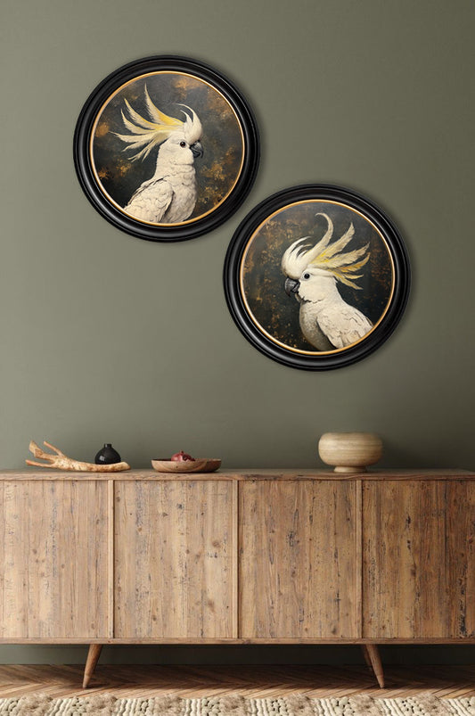 The Cockatoo Pair – framed wall art at Leya Buster Interiors