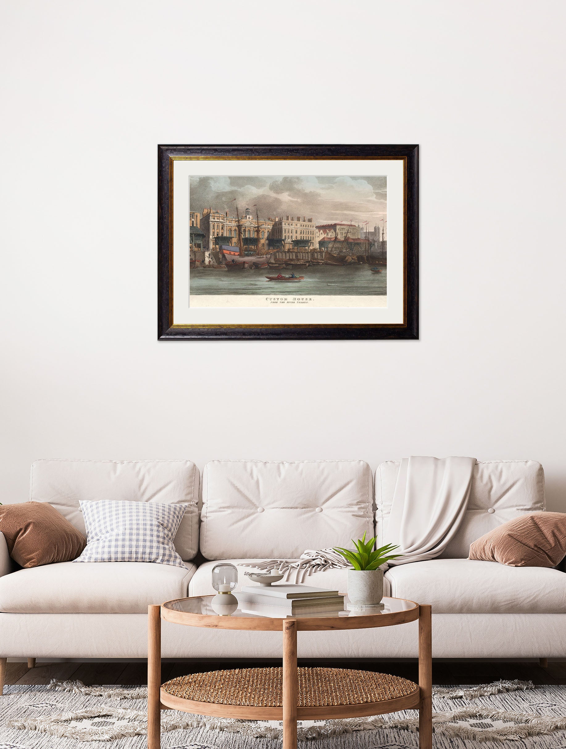 c.1808 Custom House from the River Thames – framed wall art at Leya Buster Interiors