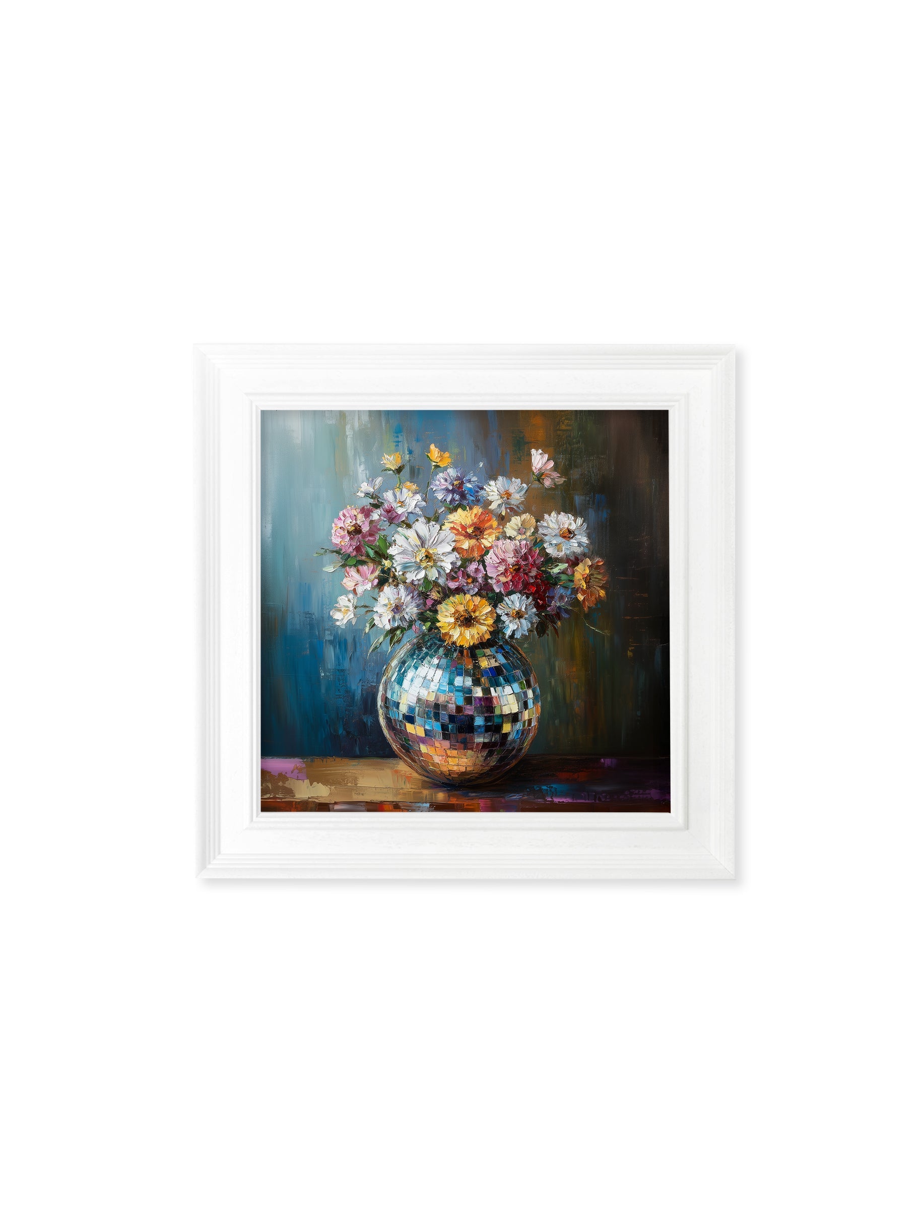 Disco Wildflowers – White Hurstwood Square Frame styled view – Leya Buster Interiors