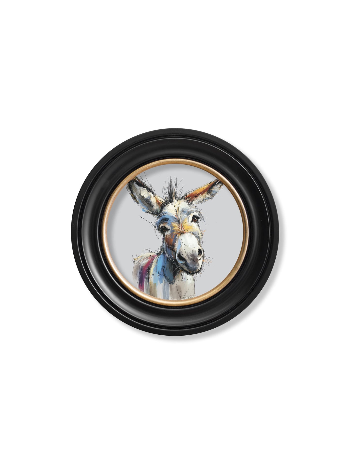 Donkey Jack & Jennet Cosy Sketch – Oxford Round Frame styled view – Leya Buster Interiors