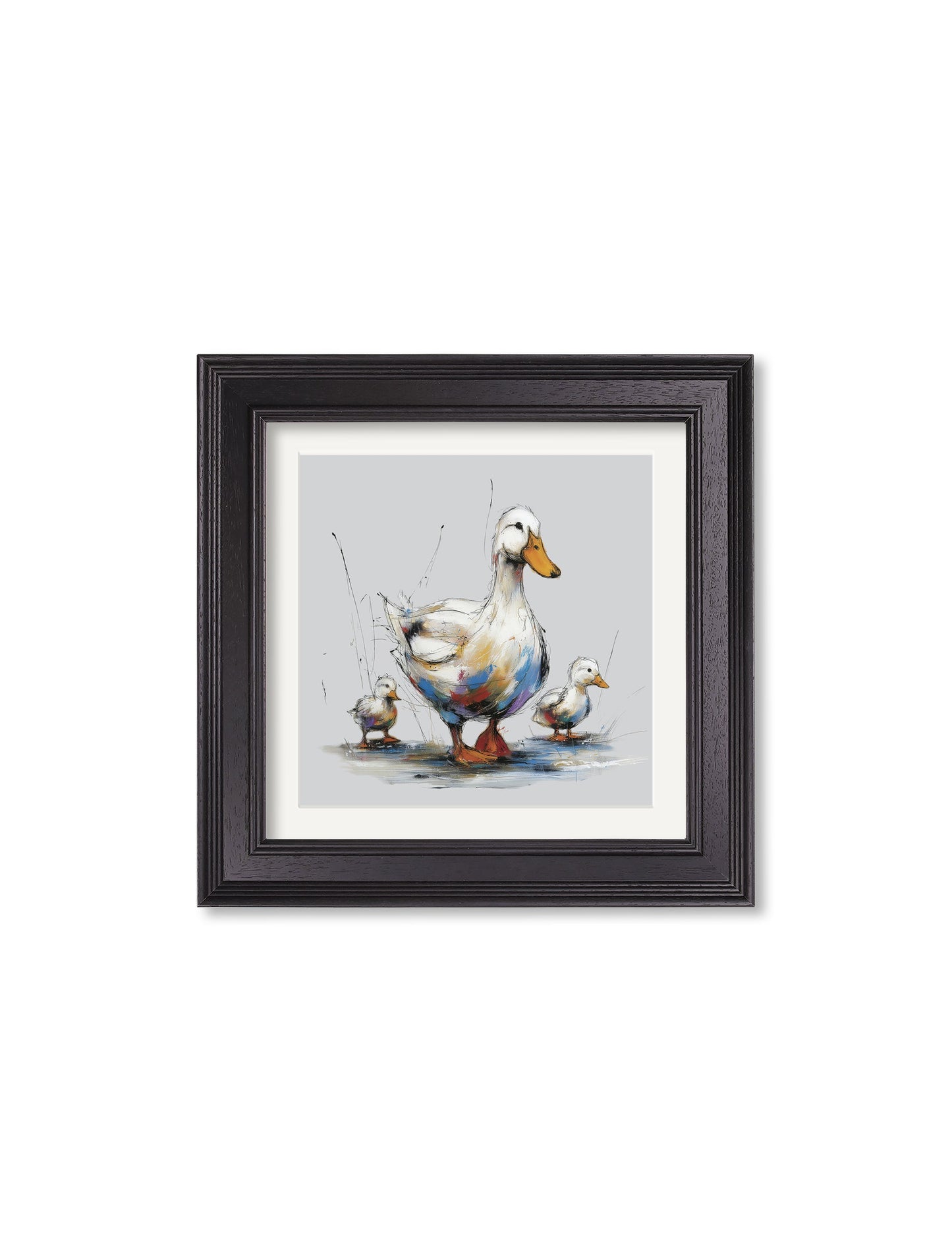 Family of Ducks Cosy Sketch – Black Hurstwood Square Frame styled view – Leya Buster Interiors
