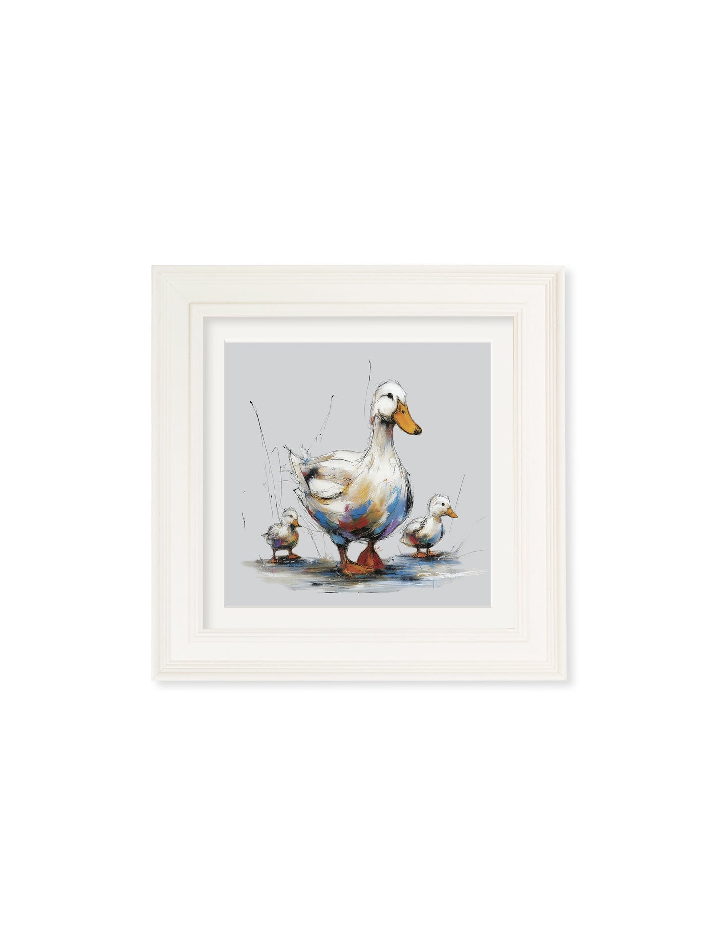 Family of Ducks Cosy Sketch – Cream Hurstwood Square Frame styled view – Leya Buster Interiors