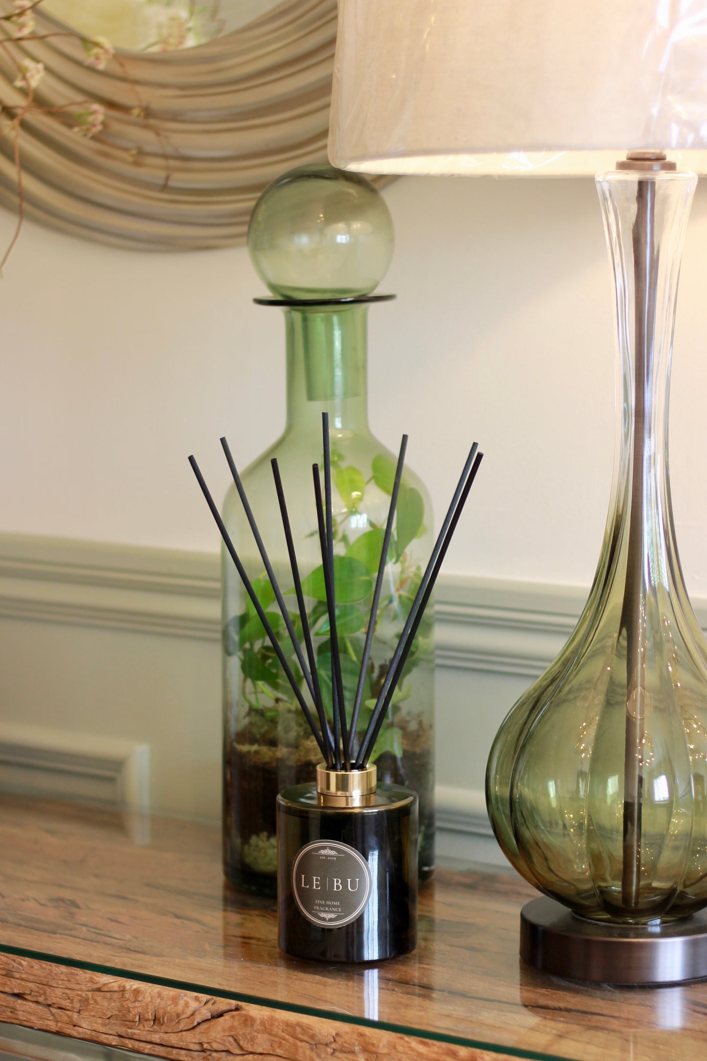 LE | BU 500ml reed diffuser styled in a luxury interiors setting