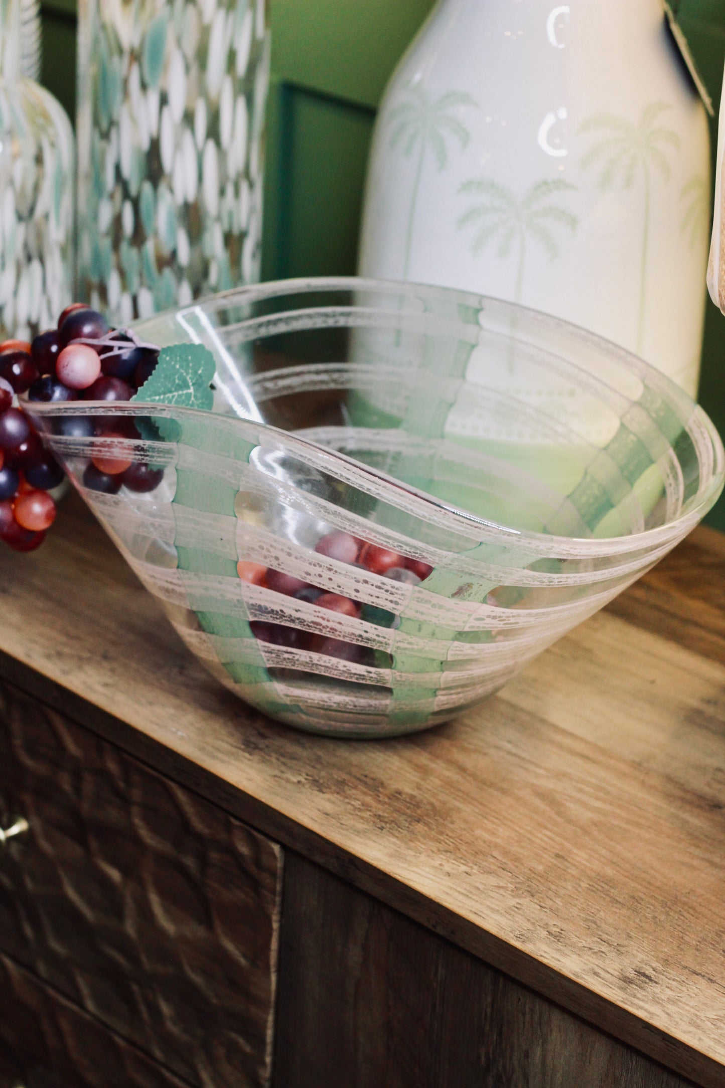 Pink & Pistachio Glass Bowl