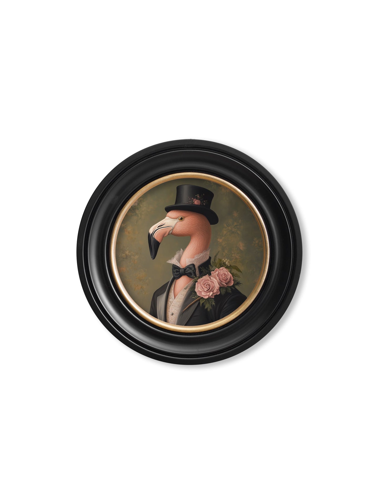 Baron Von Blush – Gentleman Flamingo Oxford Round Frame styled view – Leya Buster Interiors
