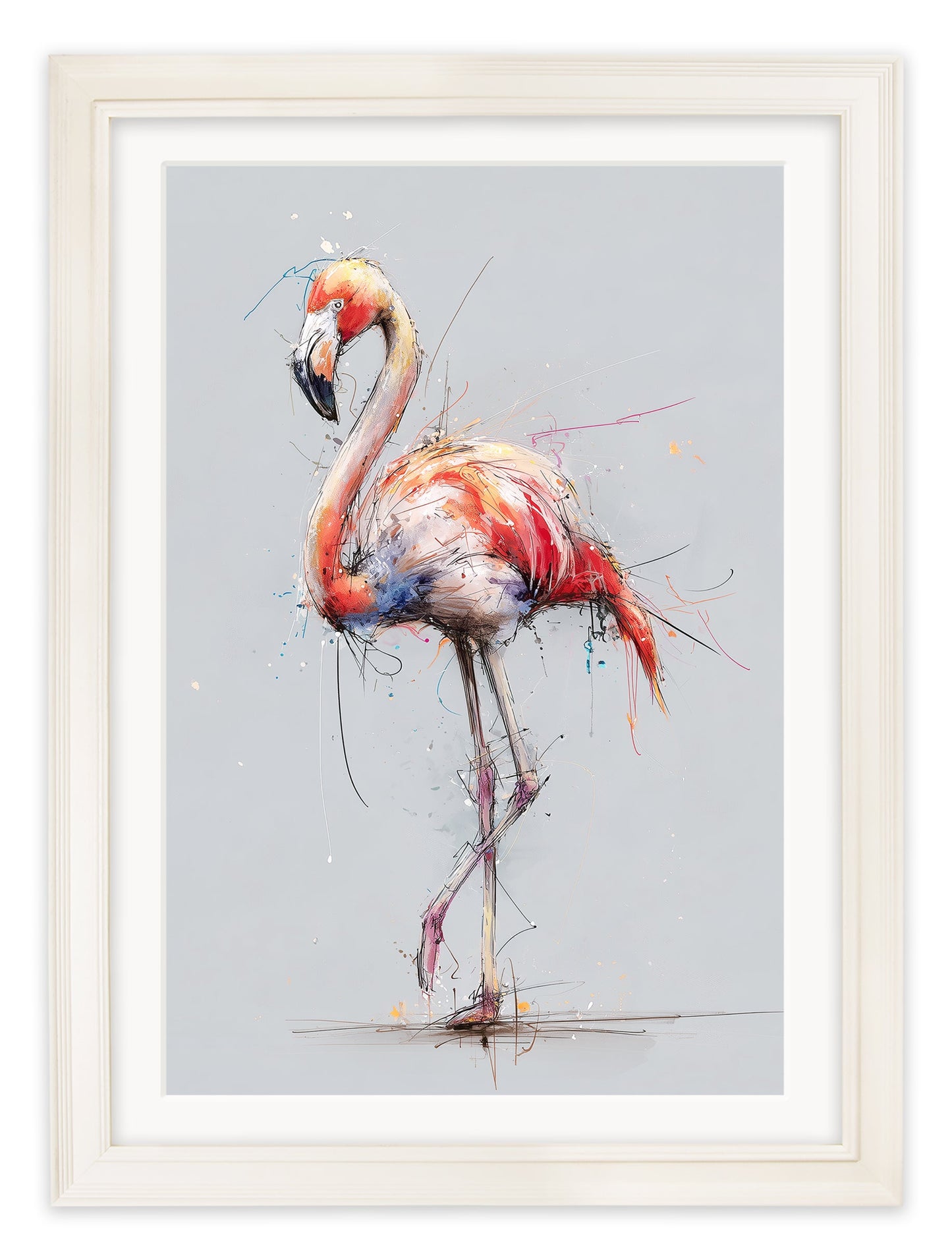 Pink Flamingo Cosy Sketch – Cream Hurstwood Frame detail – Leya Buster Interiors