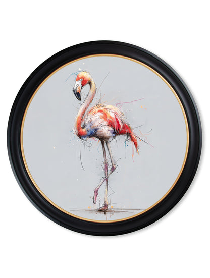 Pink Flamingo Cosy Sketch – Oxford Round Frame styled view – Leya Buster Interiors