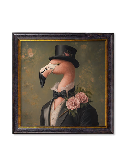 Baron Von Blush – Gentleman Flamingo Oxford Square Frame detail – Leya Buster Interiors