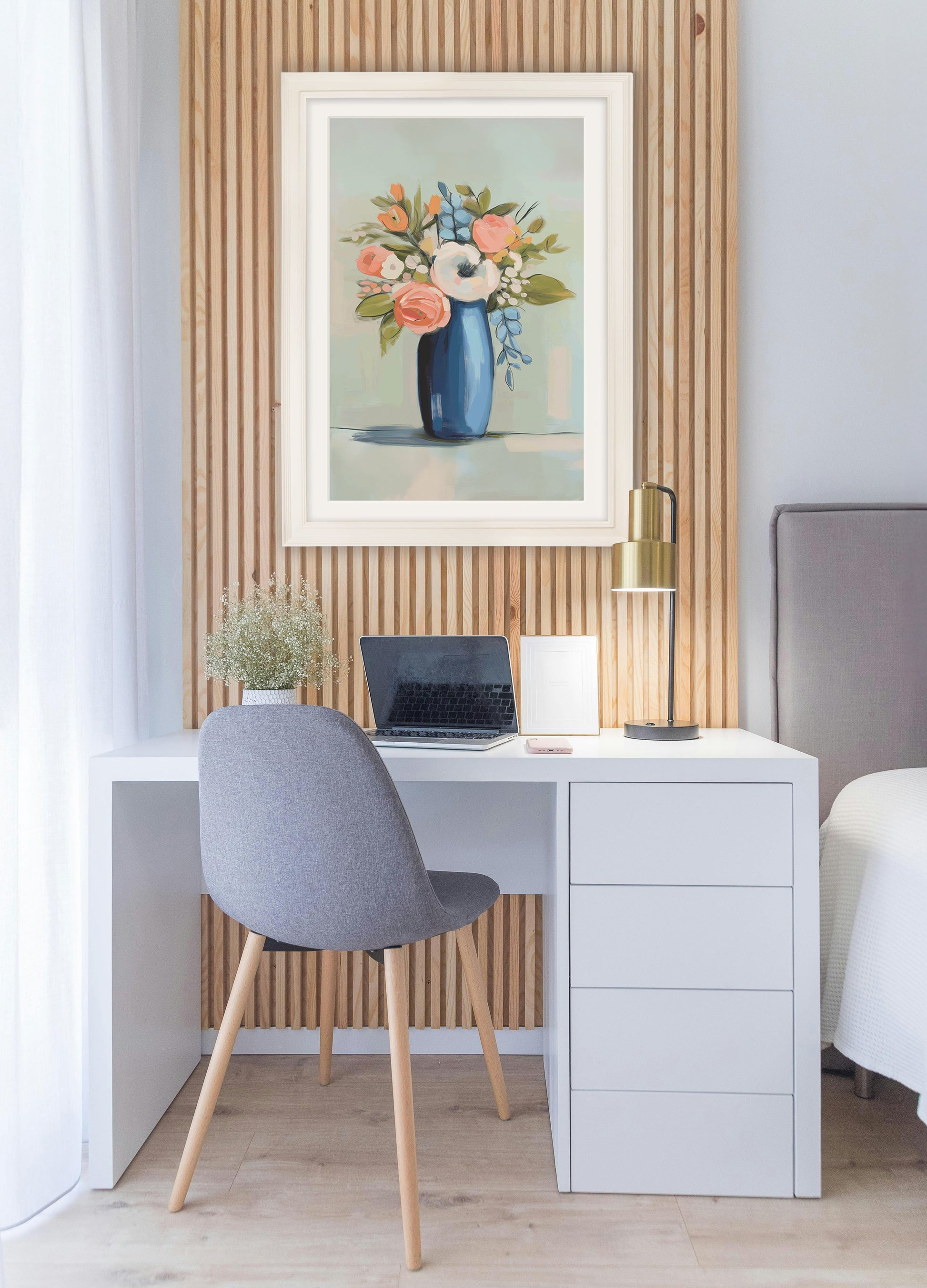 The Pastel Bouquet Duo – Cream Hurstwood Frame styled view – Leya Buster Interiors