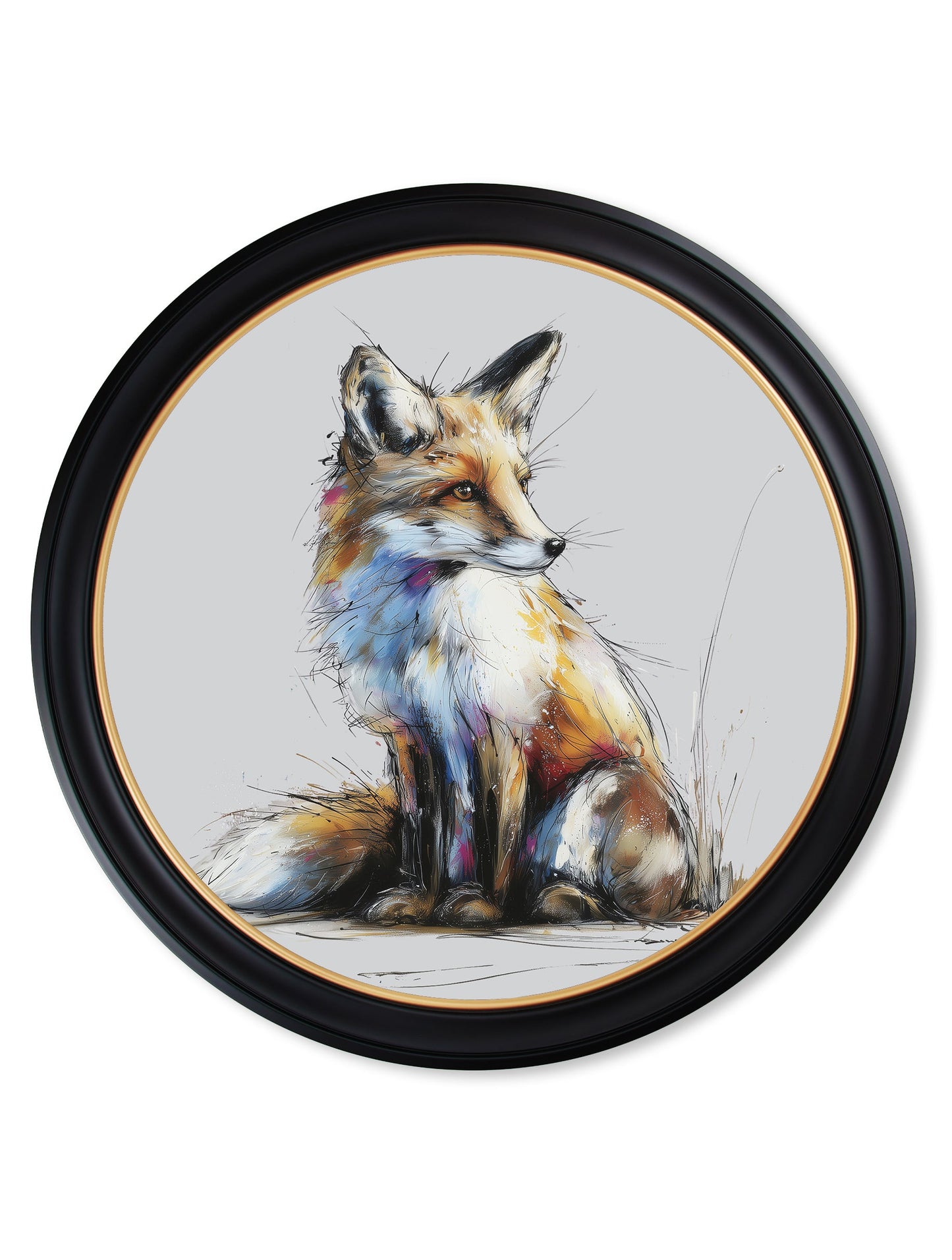 Little Fox Cosy Sketch – Oxford Round Frame styled view – Leya Buster Interiors