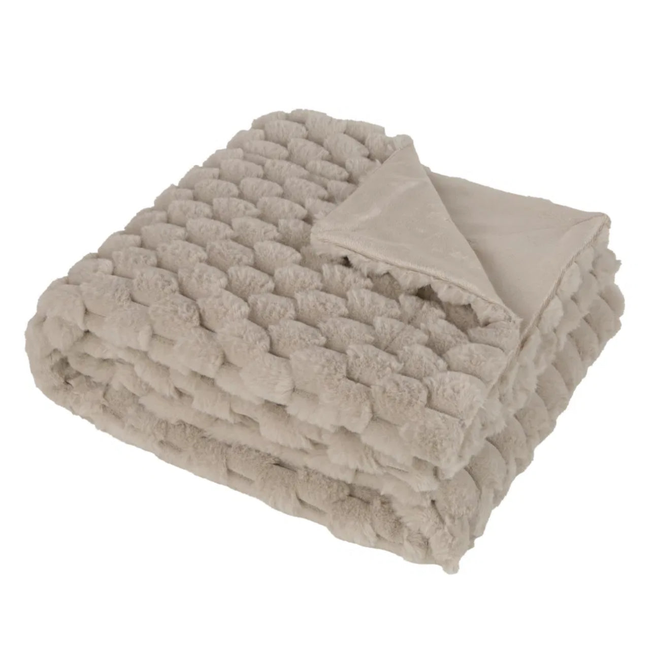 Taupe Faux Fur Bubble Texture Throw