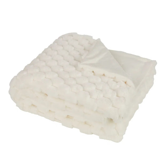 Ivory Cream Fur Bubble Texture Throw
