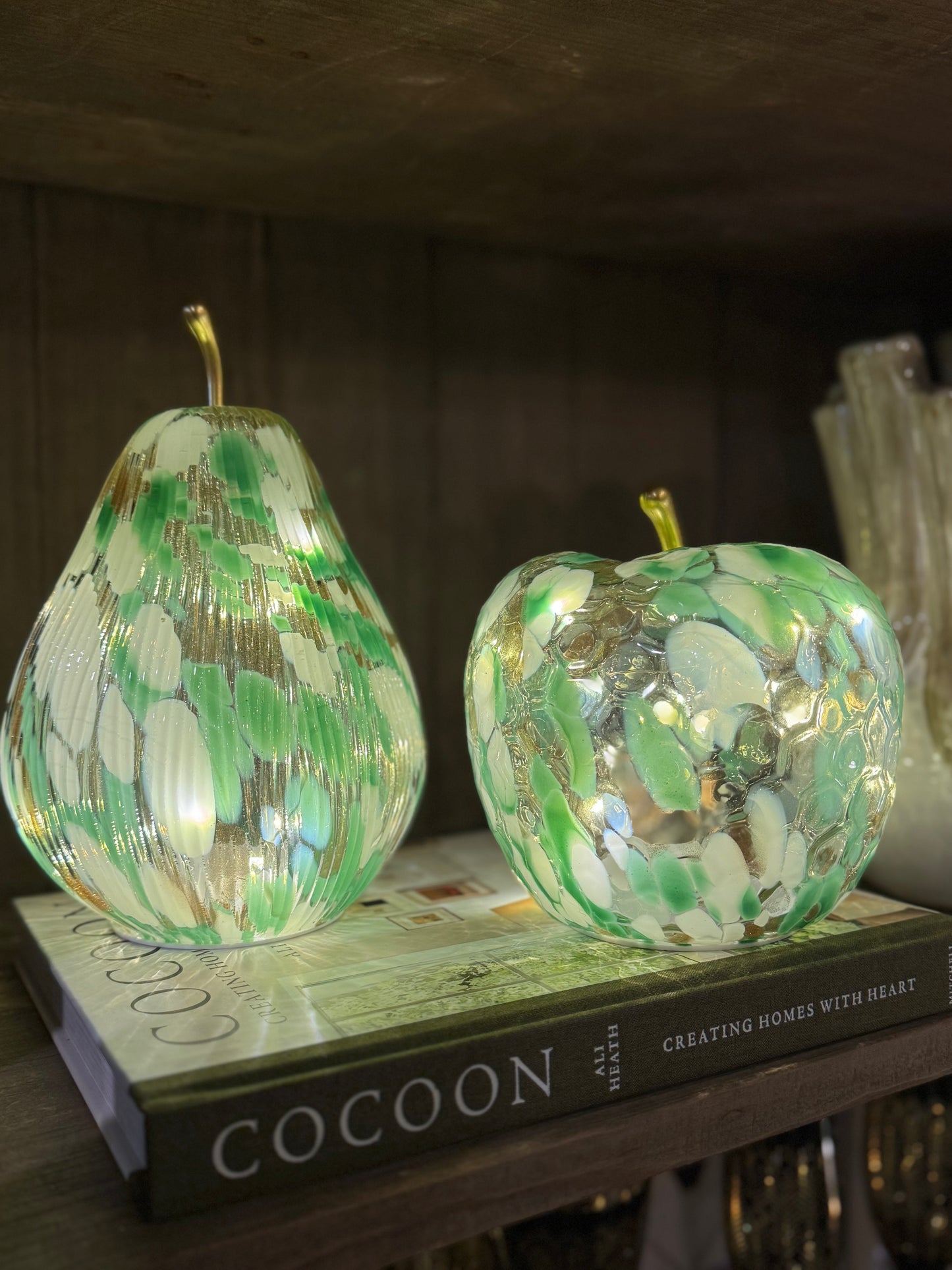 LED Green Spotted Decorative Glass  Apple