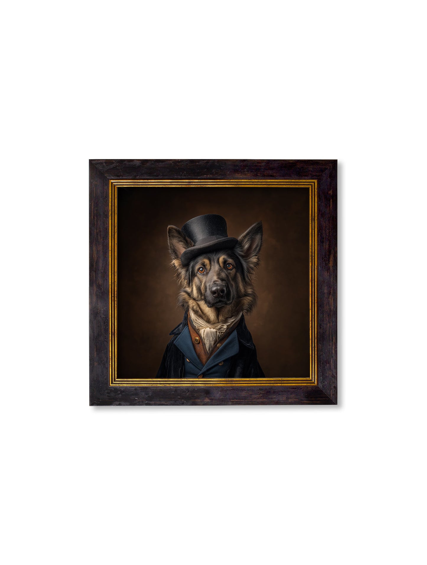 Count Von Shepherd – Gentleman German Shepherd Oxford Square Frame styled view – Leya Buster Interiors