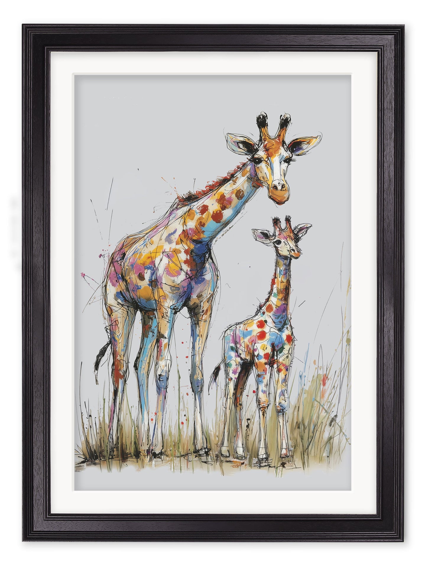 Family of Giraffes Cosy Sketch – Black Hurstwood Frame detail – Leya Buster Interiors