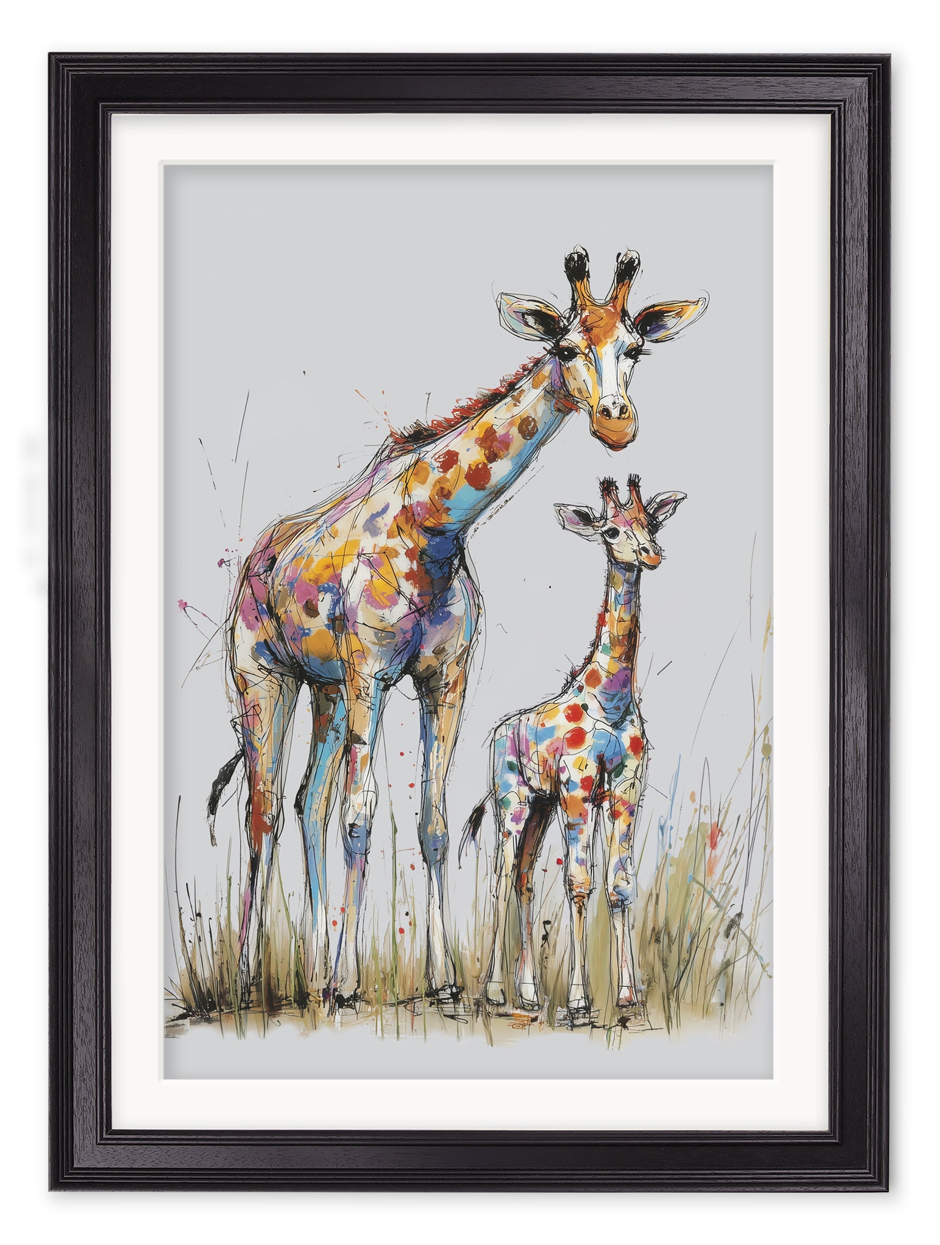 Family of Giraffes Cosy Sketch – Black Hurstwood Frame detail – Leya Buster Interiors