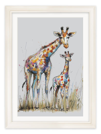 Family of Giraffes Cosy Sketch – Cream Hurstwood Frame detail – Leya Buster Interiors