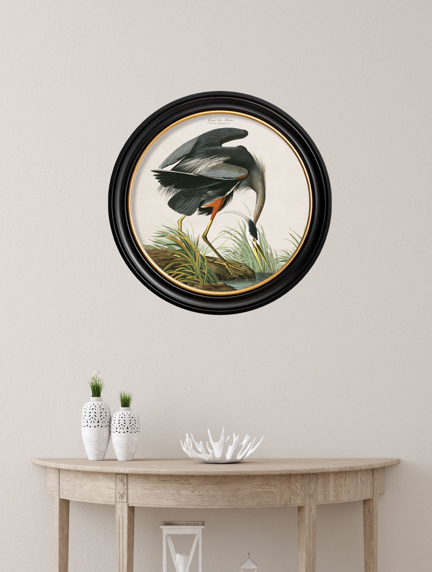 c.1838 Audubon's Great Blue Heron – framed wall art at Leya Buster Interiors