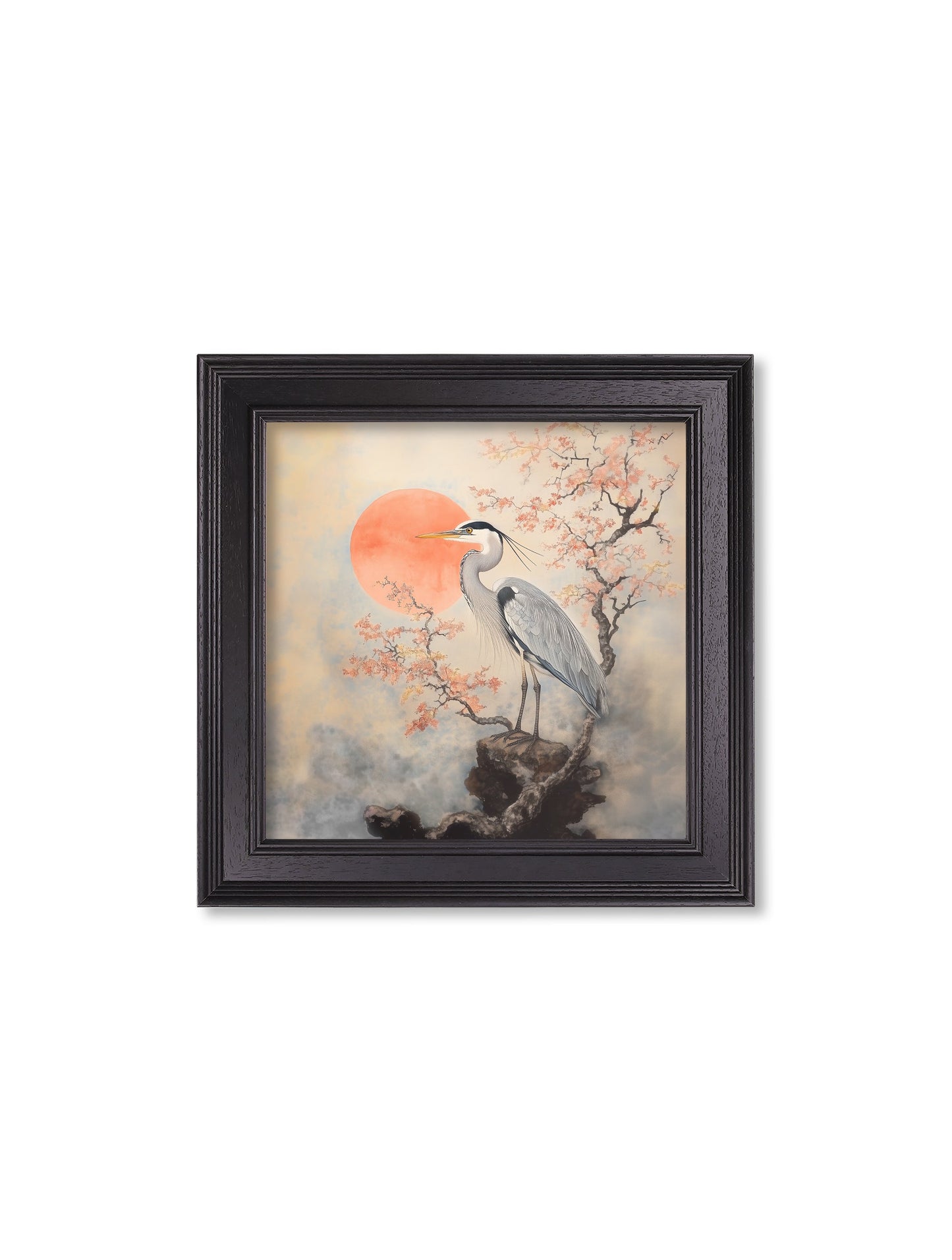 Japanese Twin Herons – Black Hurstwood Square Frame styled view – Leya Buster Interiors