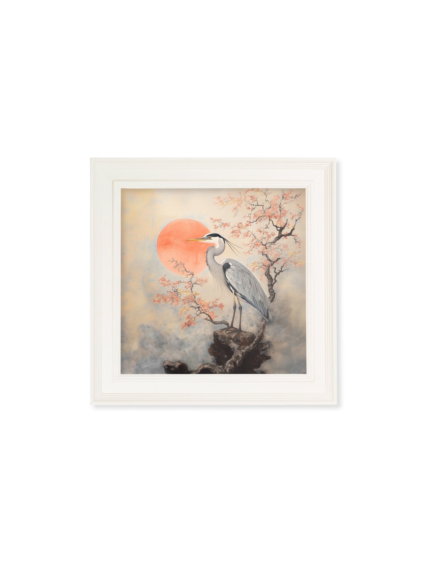 Japanese Twin Herons – Cream Hurstwood Square Frame styled view – Leya Buster Interiors