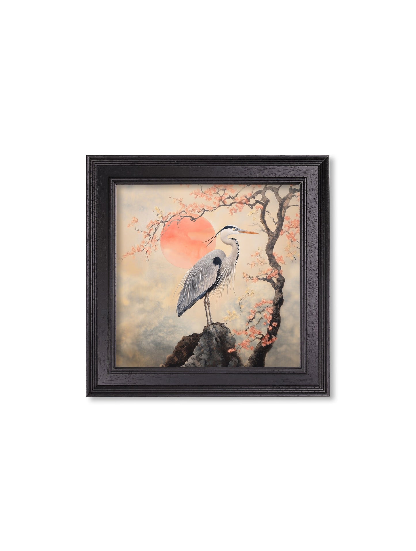 Japanese Twin Herons – Black Hurstwood Square Frame styled view – Leya Buster Interiors