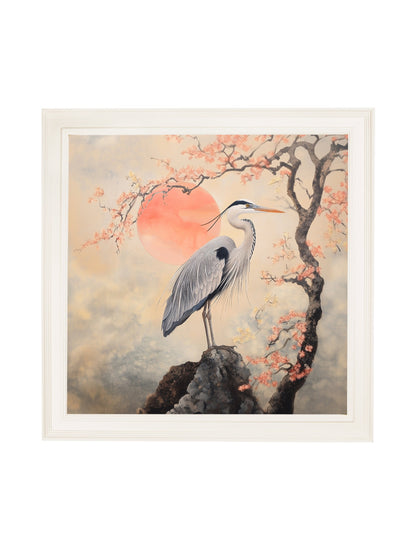 Japanese Twin Herons – Cream Hurstwood Square Frame styled view – Leya Buster Interiors