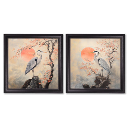 Japanese Twin Herons – Black Hurstwood Square Frame detail – Leya Buster Interiors