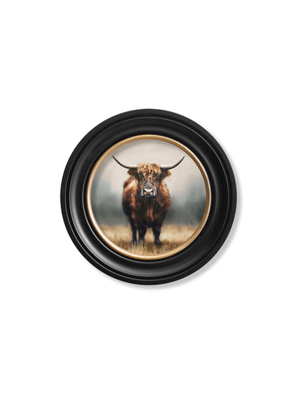 Highland Cow – Oxford Round Frame styled view – Leya Buster Interiors