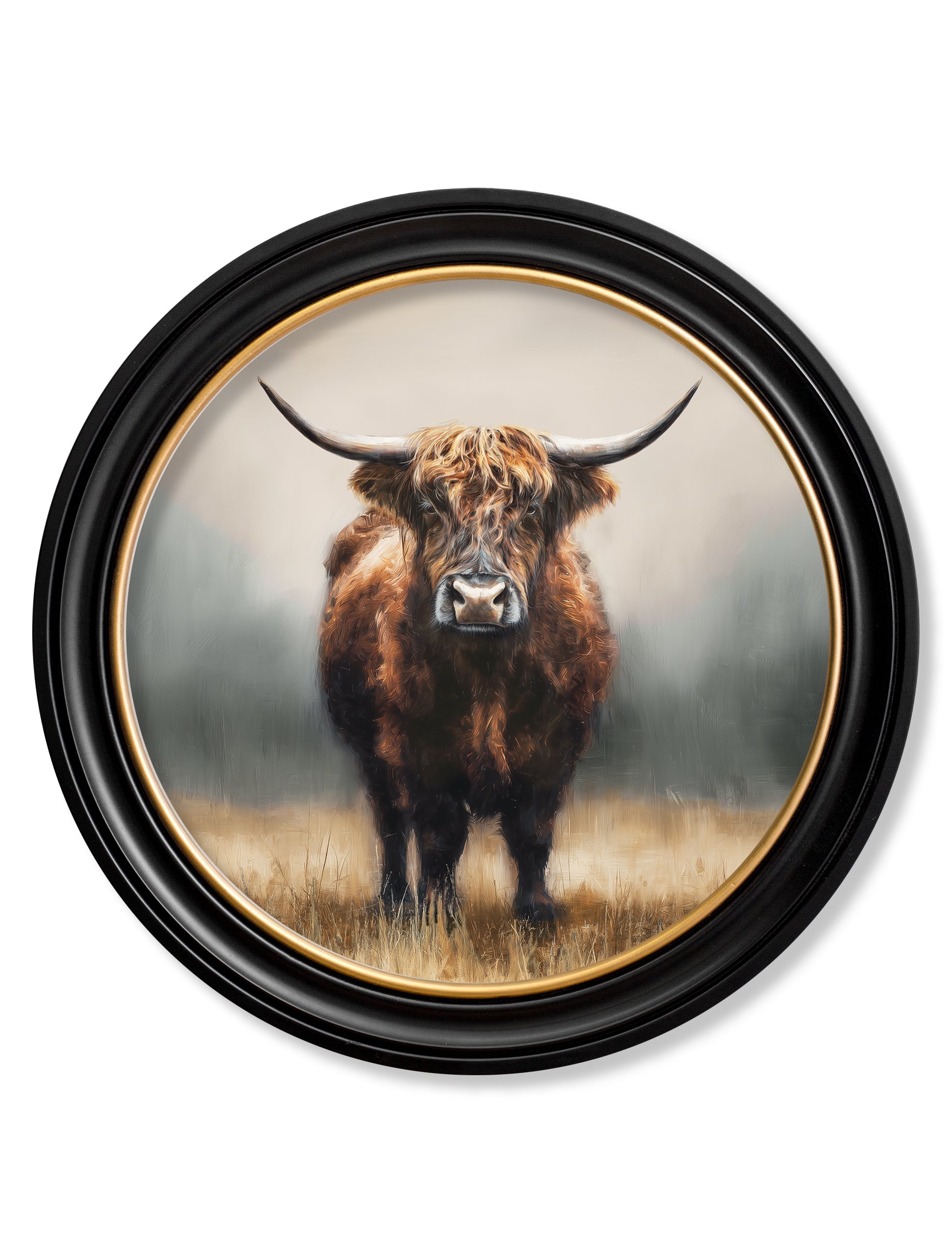 Highland Cow – Oxford Round Frame detail – Leya Buster Interiors