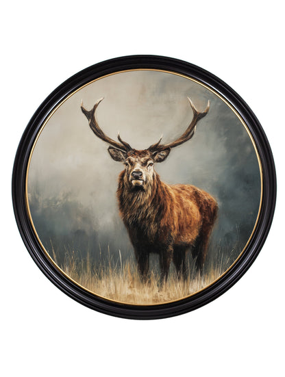 Highland Stag – Oxford Round Frame styled view – Leya Buster Interiors