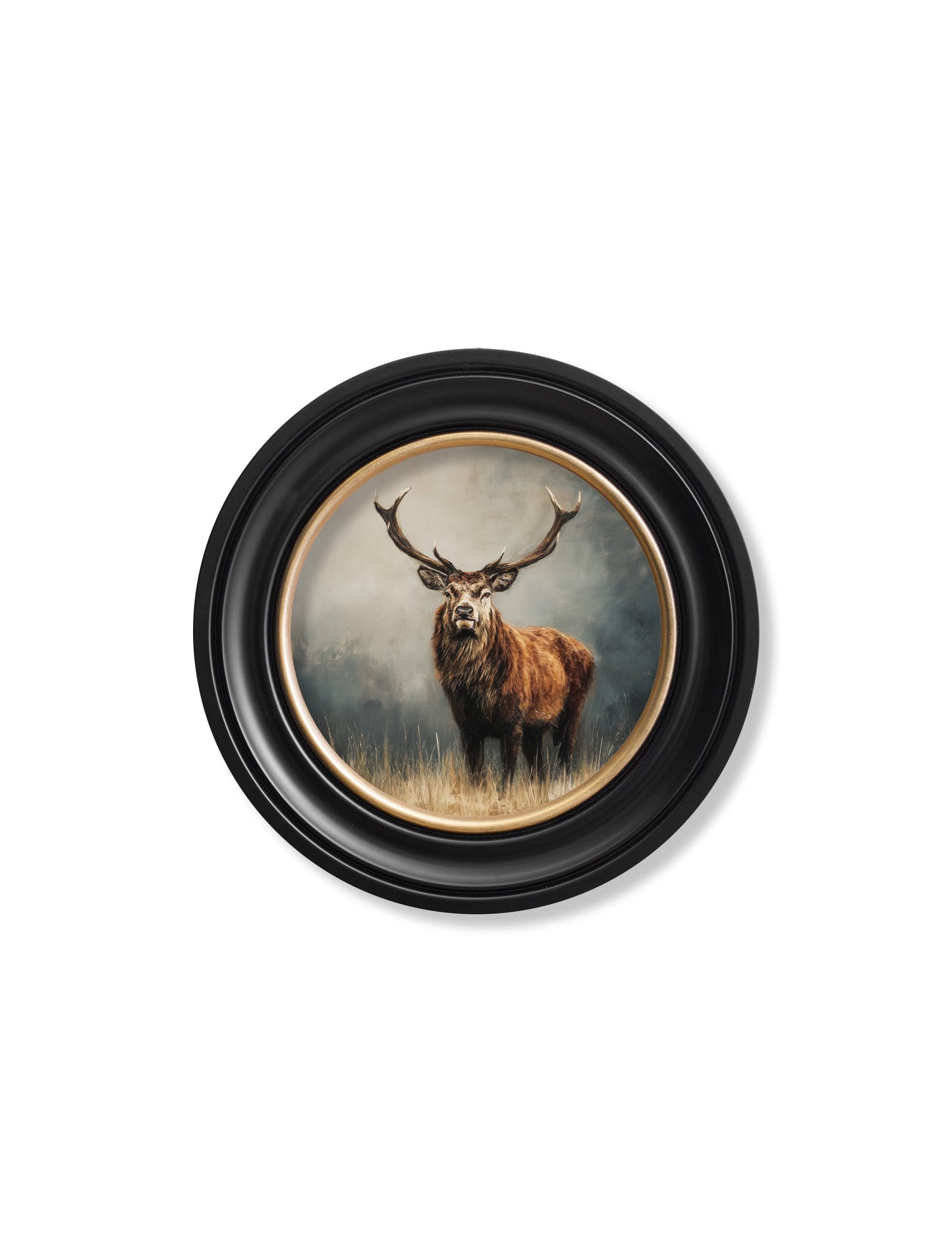 Highland Stag – Oxford Round Frame styled view – Leya Buster Interiors