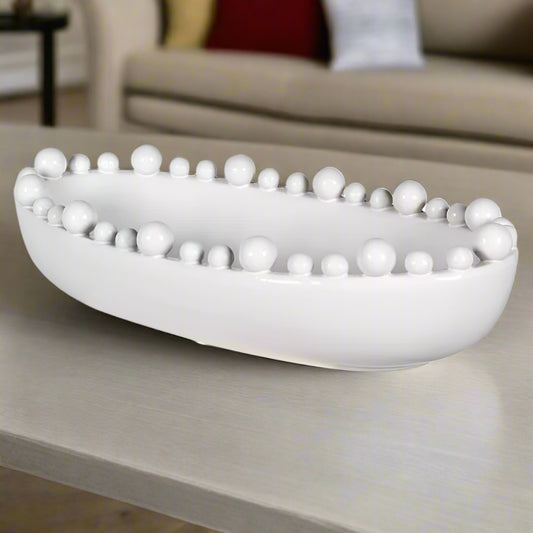 White Oval Bobble Bowl