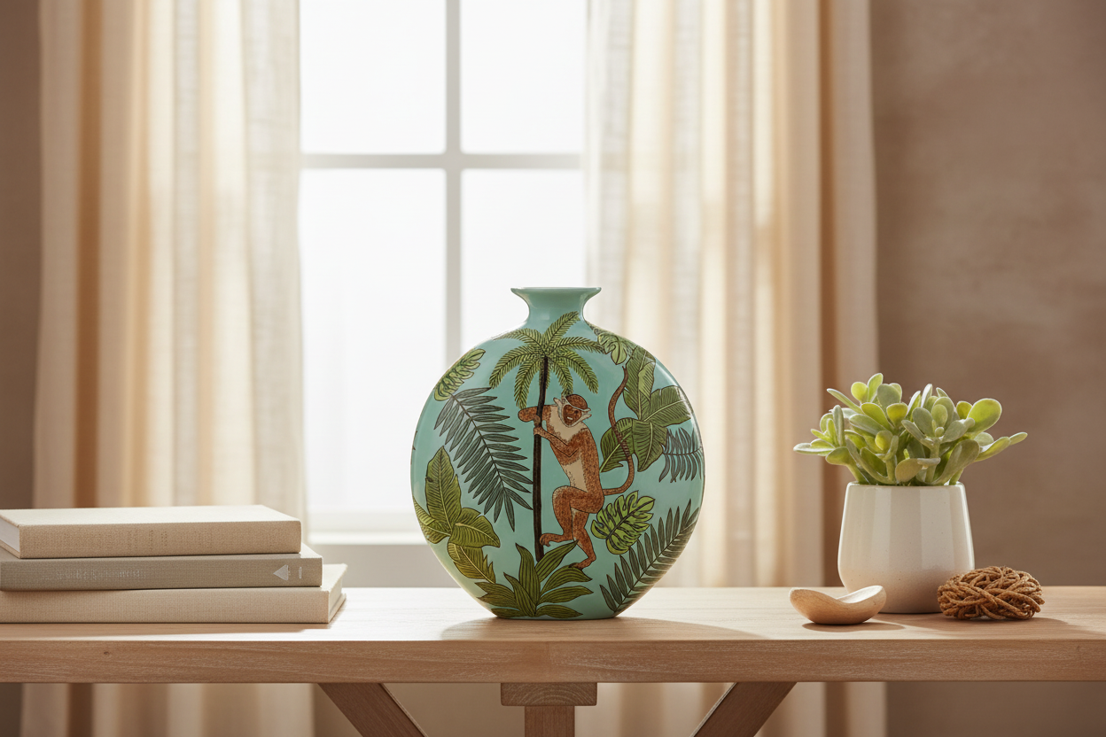 Monkey In The Jungle Blue Vase detail – Leya Buster Interiors
