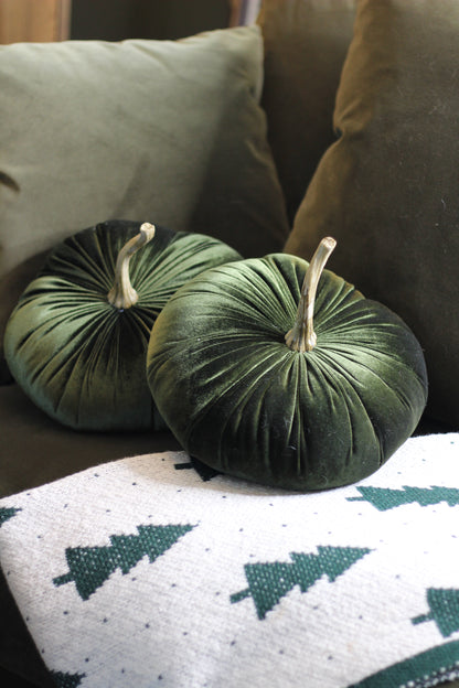 Green Velvet Pumpkin – Christmas decoration at Leya Buster Interiors