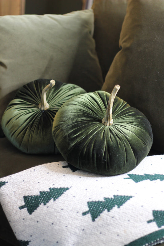 Green Velvet Pumpkin – Christmas decoration at Leya Buster Interiors